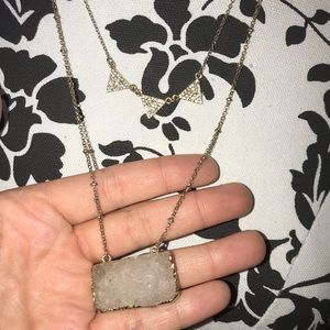 Smoky Quartz gold leaf & crystal layered necklace